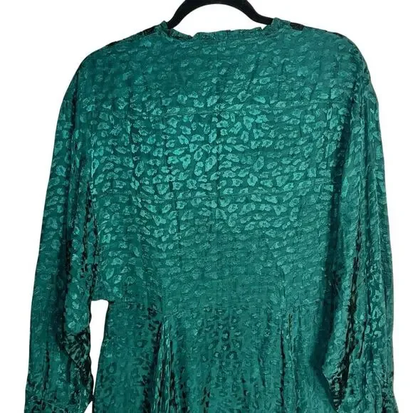 Koché Green Leopard Jacquard Tunic Dress with Lace Hem Size 38 (US 6) - Picture 5 of 11